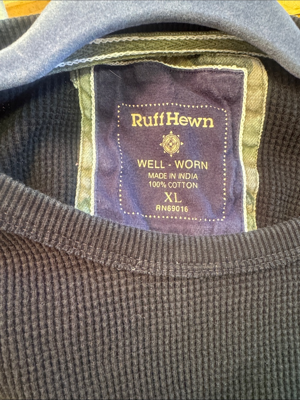 Ruff Hewn Men's Thermal Shirt in Navy and Olive Trim